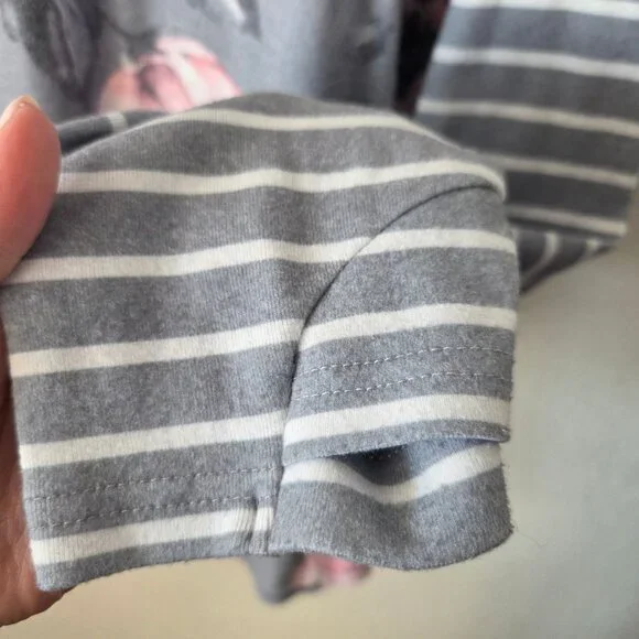 Michelle Mae Womens XL Floral Striped Lightweight Pullover Sweatshirt Cowl Neck - Picture 5 of 9